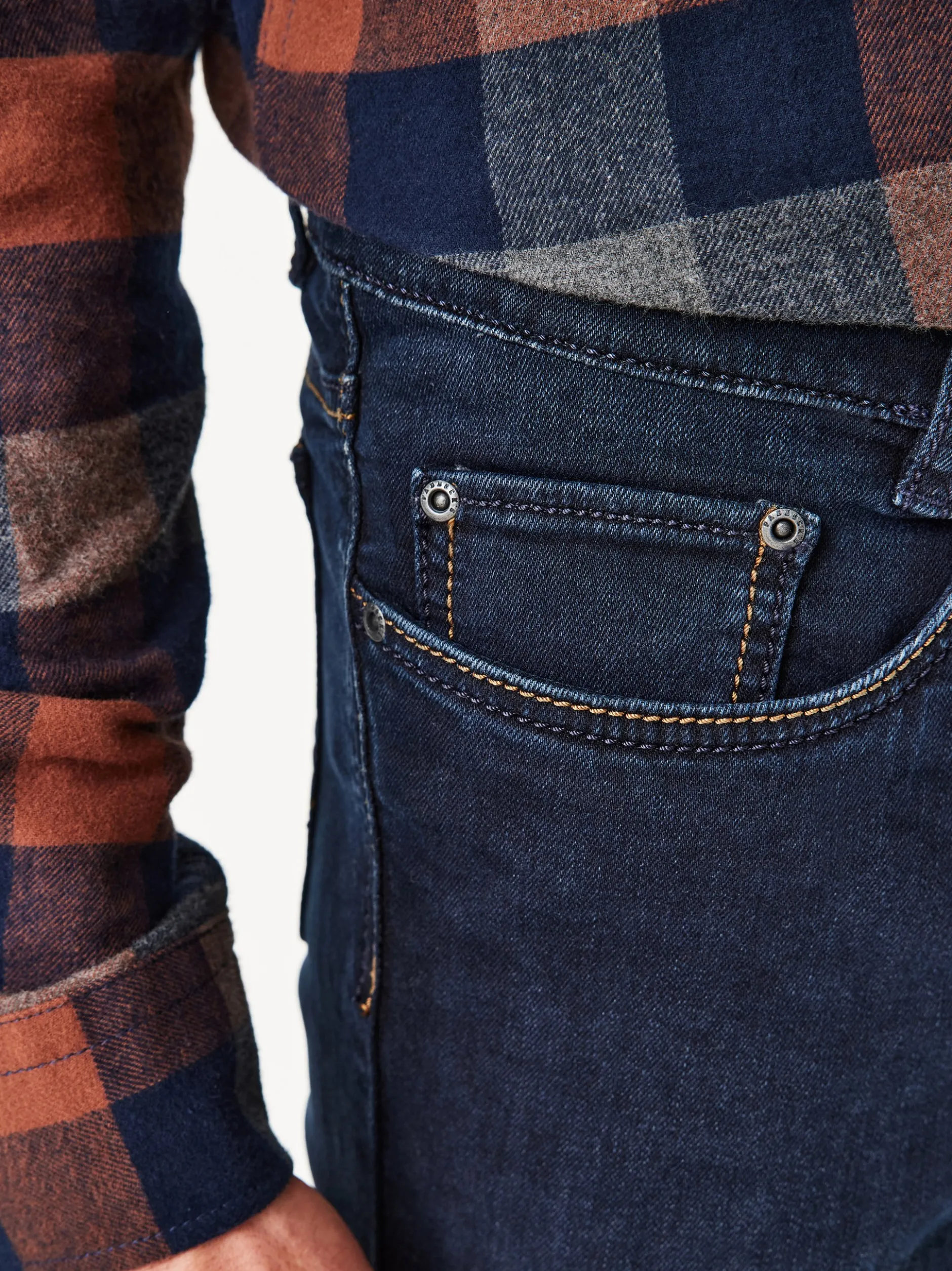 Paddock`s Herren 5-Pocket Jeans - PIPE Saddle Stitch Slim Fit in dark stone