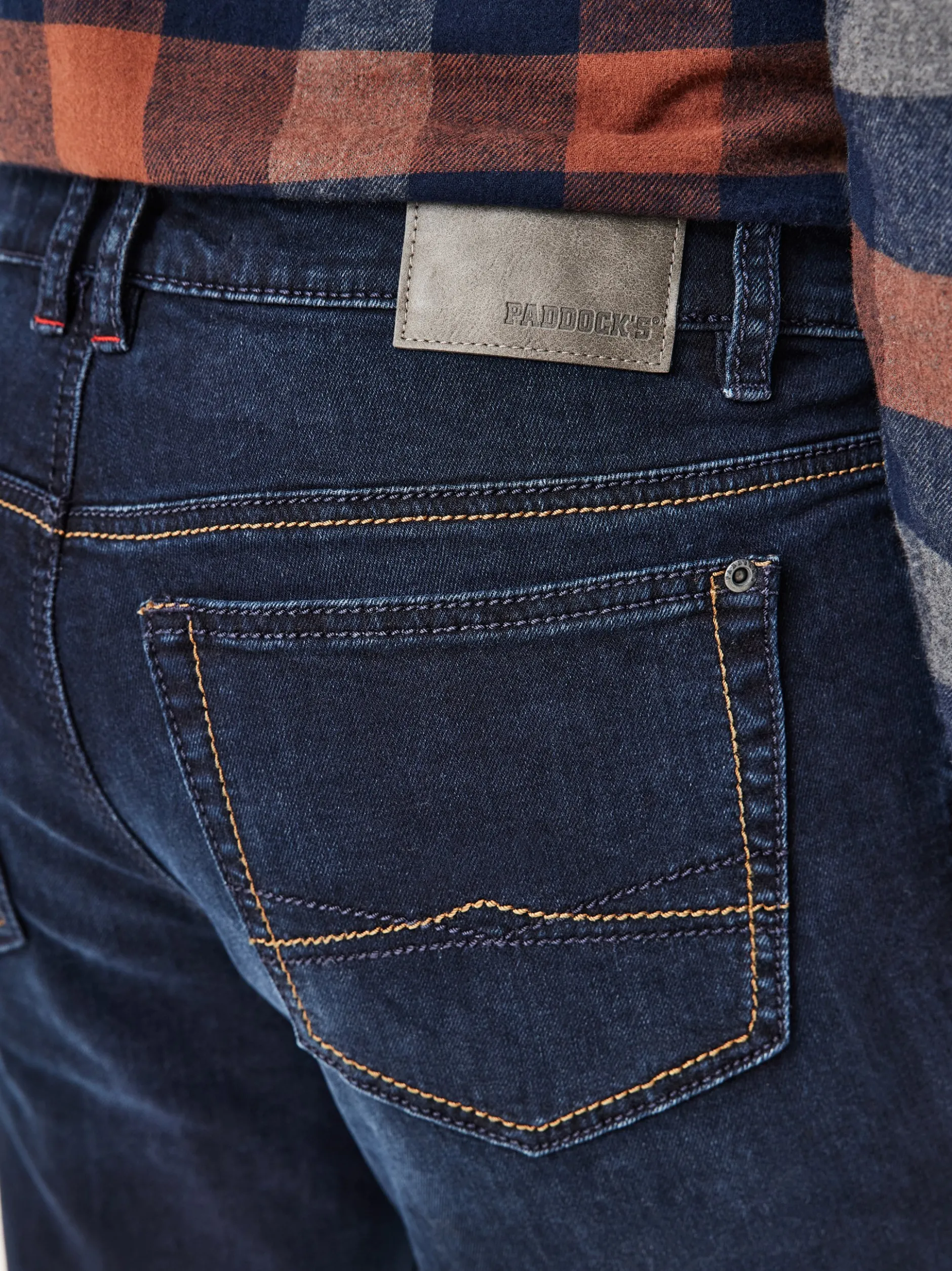 Paddock`s Herren 5-Pocket Jeans - PIPE Saddle Stitch Slim Fit in dark stone
