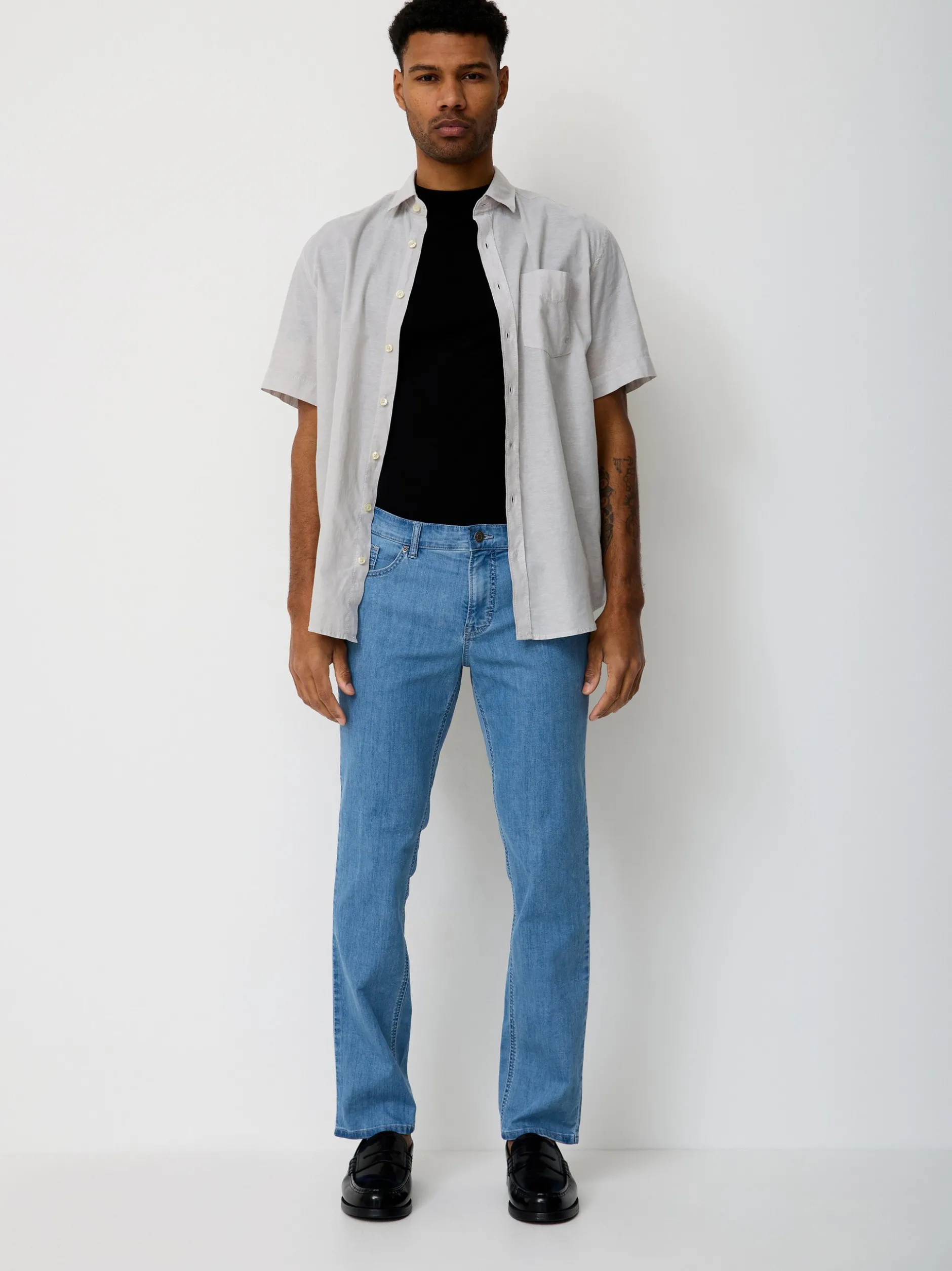 Paddock`s Herren 5-Pocket Jeans - PIPE Slim Fit in bleached