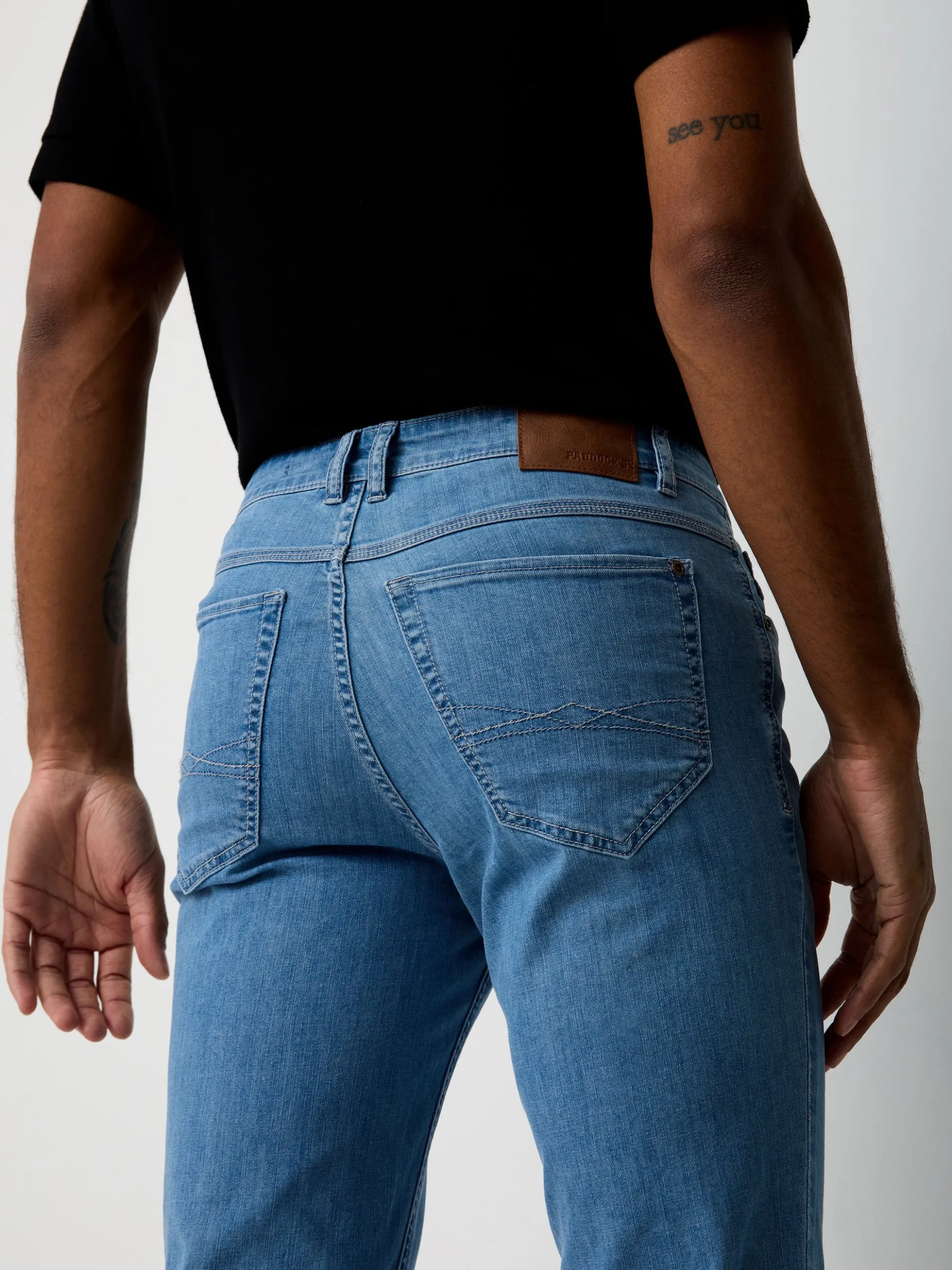 Paddock`s Herren 5-Pocket Jeans - PIPE Slim Fit in bleached