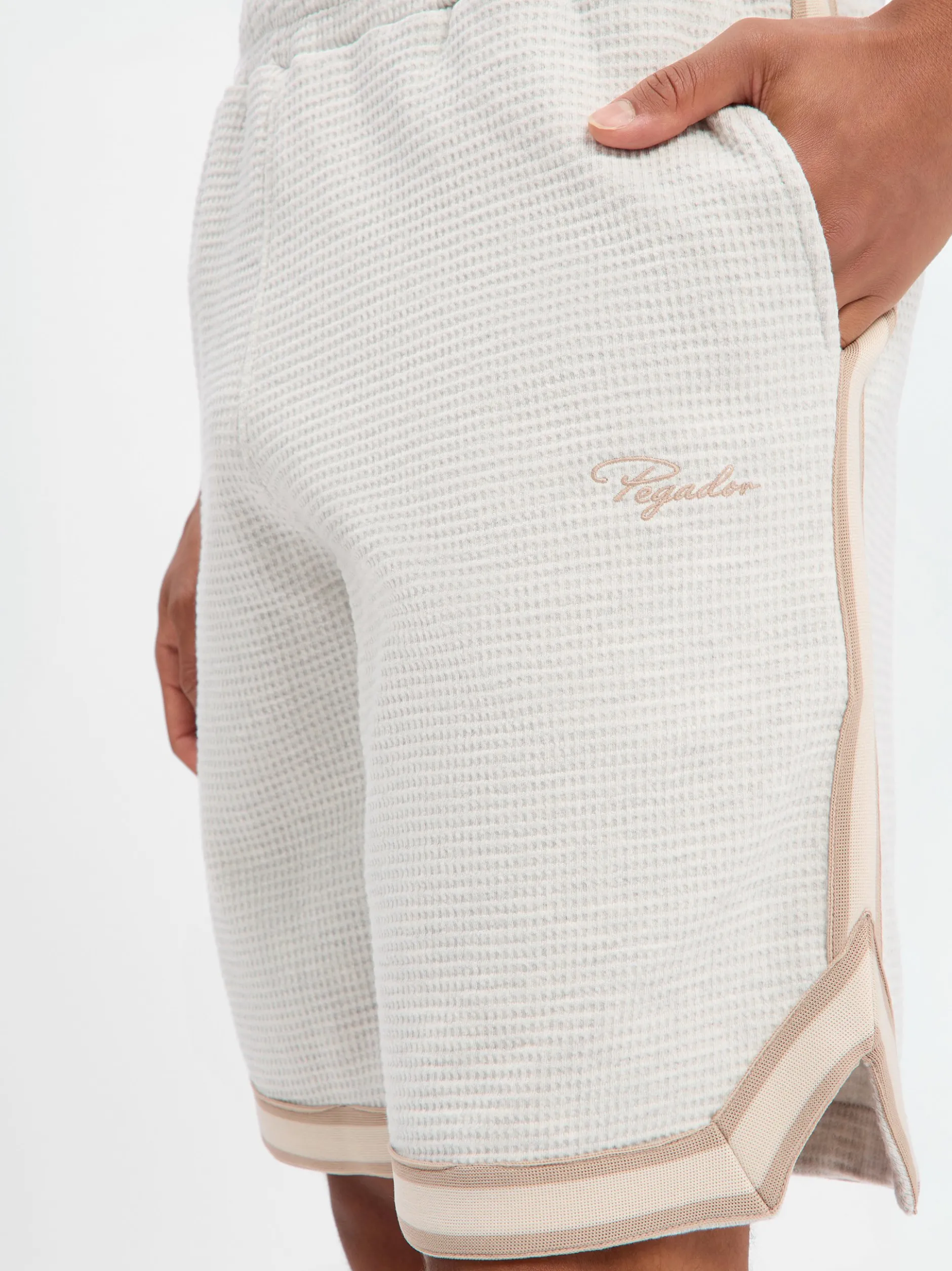 PEGADOR Herren Sweatshorts - Signar Waffle in hellgrau