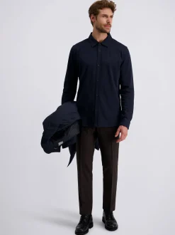 Pierre Cardin Herren Hemd in blau - Ausschnitt: Rundhals