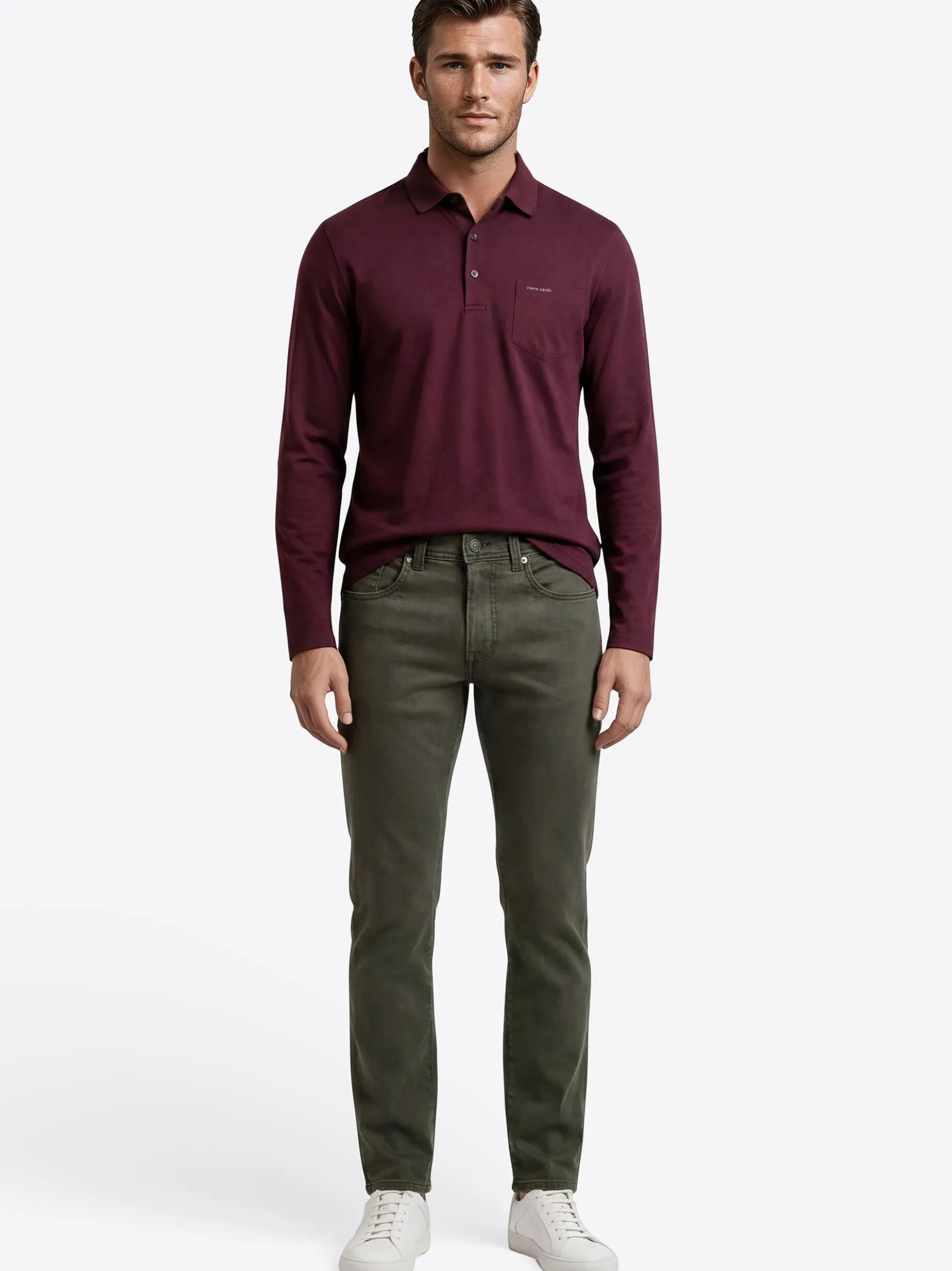 Pierre Cardin Herren Langarmshirt in rot