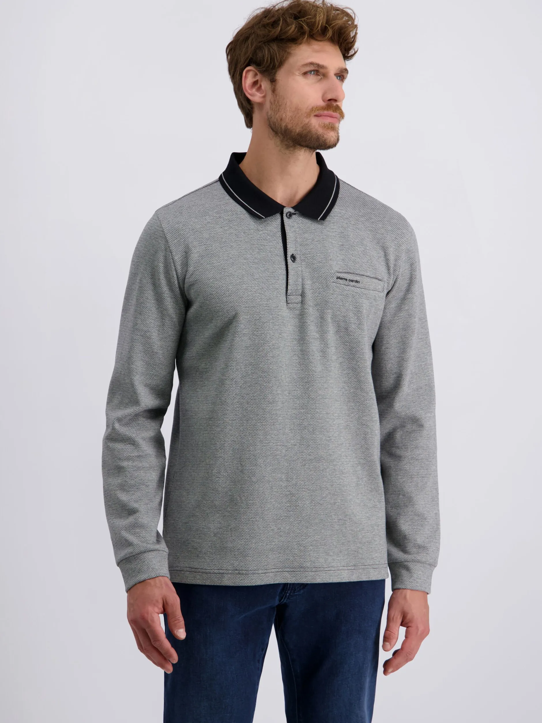 Pierre Cardin Herren Langarmshirt in schwarz