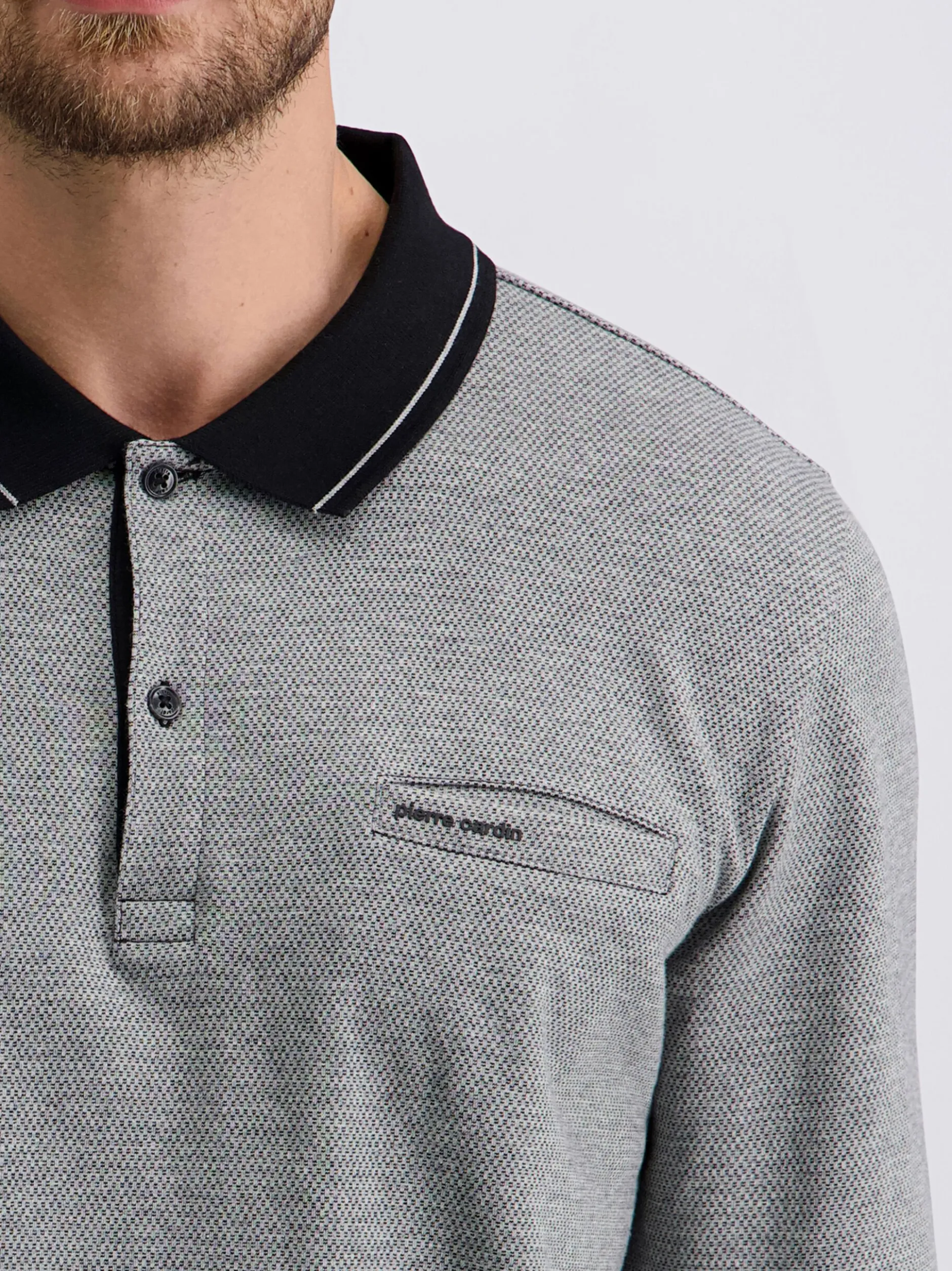 Pierre Cardin Herren Langarmshirt in schwarz