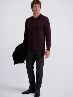 Pierre Cardin Herren Langarmshirt in bordeaux
