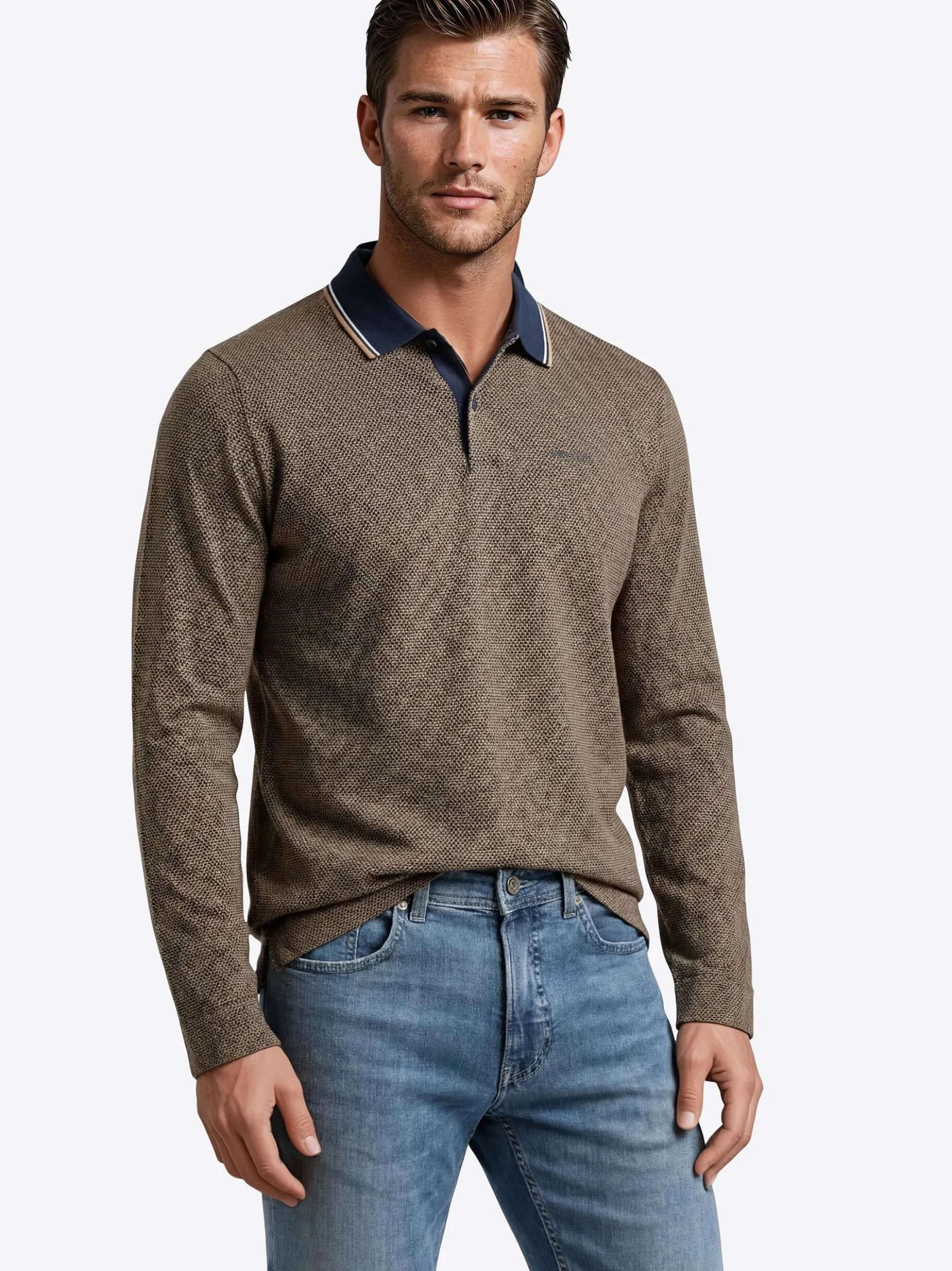 Pierre Cardin Herren Langarmshirt in braun