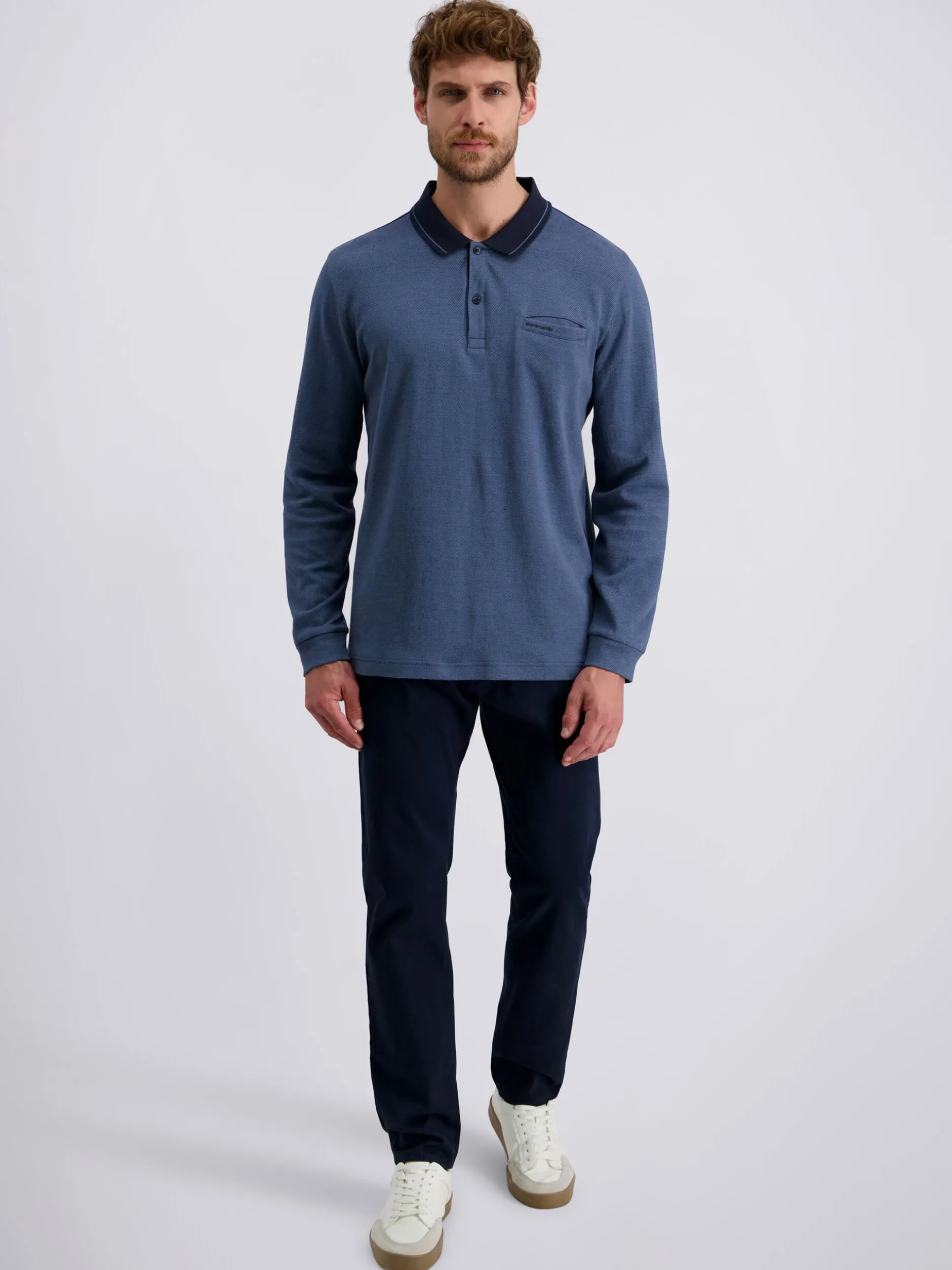 Pierre Cardin Herren Langarmshirt in blau