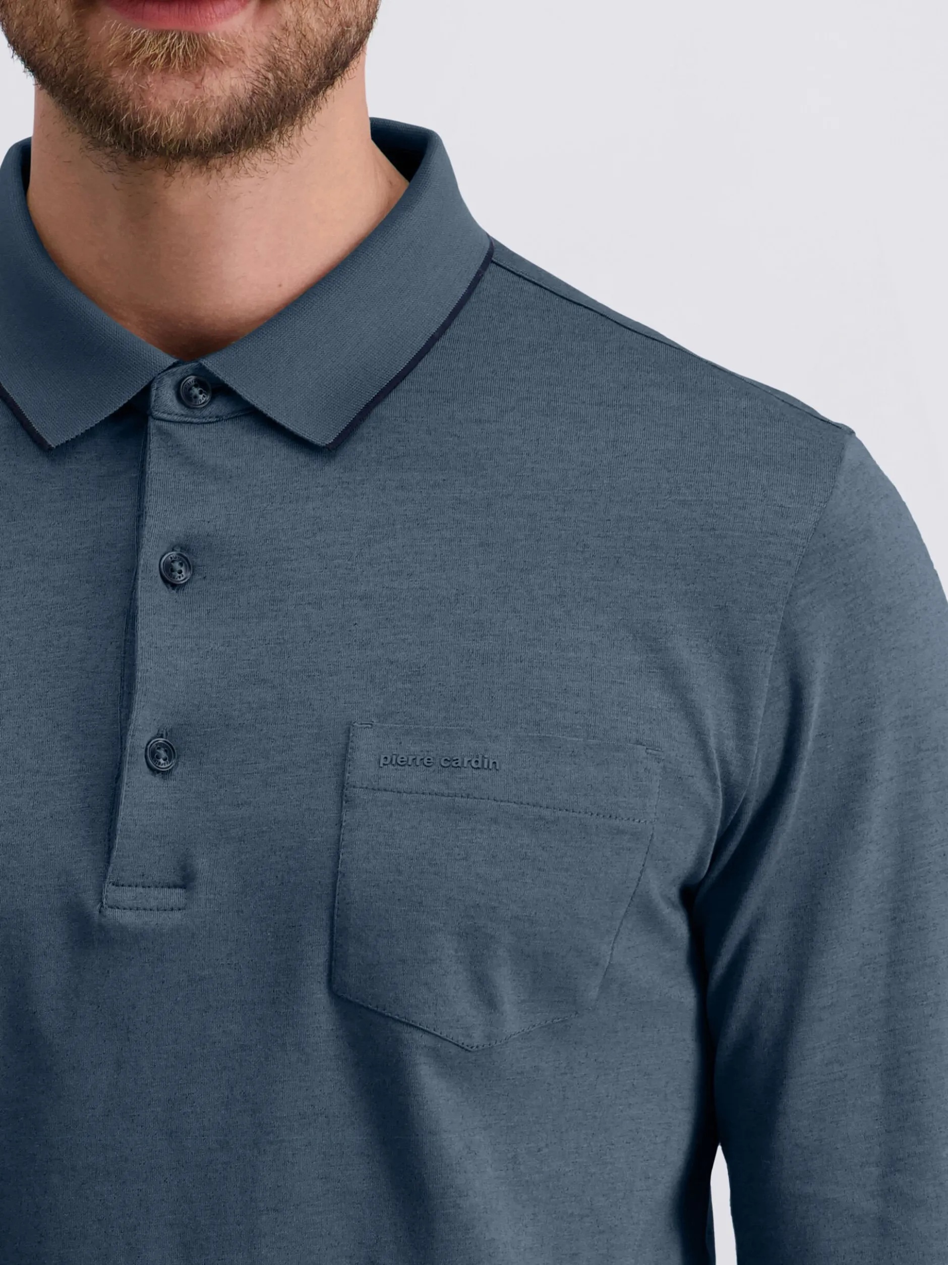 Pierre Cardin Herren Langarmshirt in blau