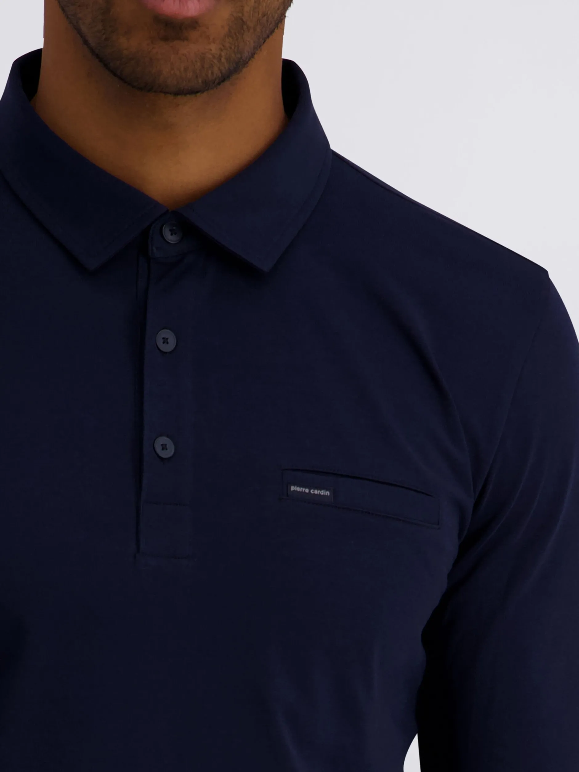 Pierre Cardin Herren Langarm-Poloshirts in blau