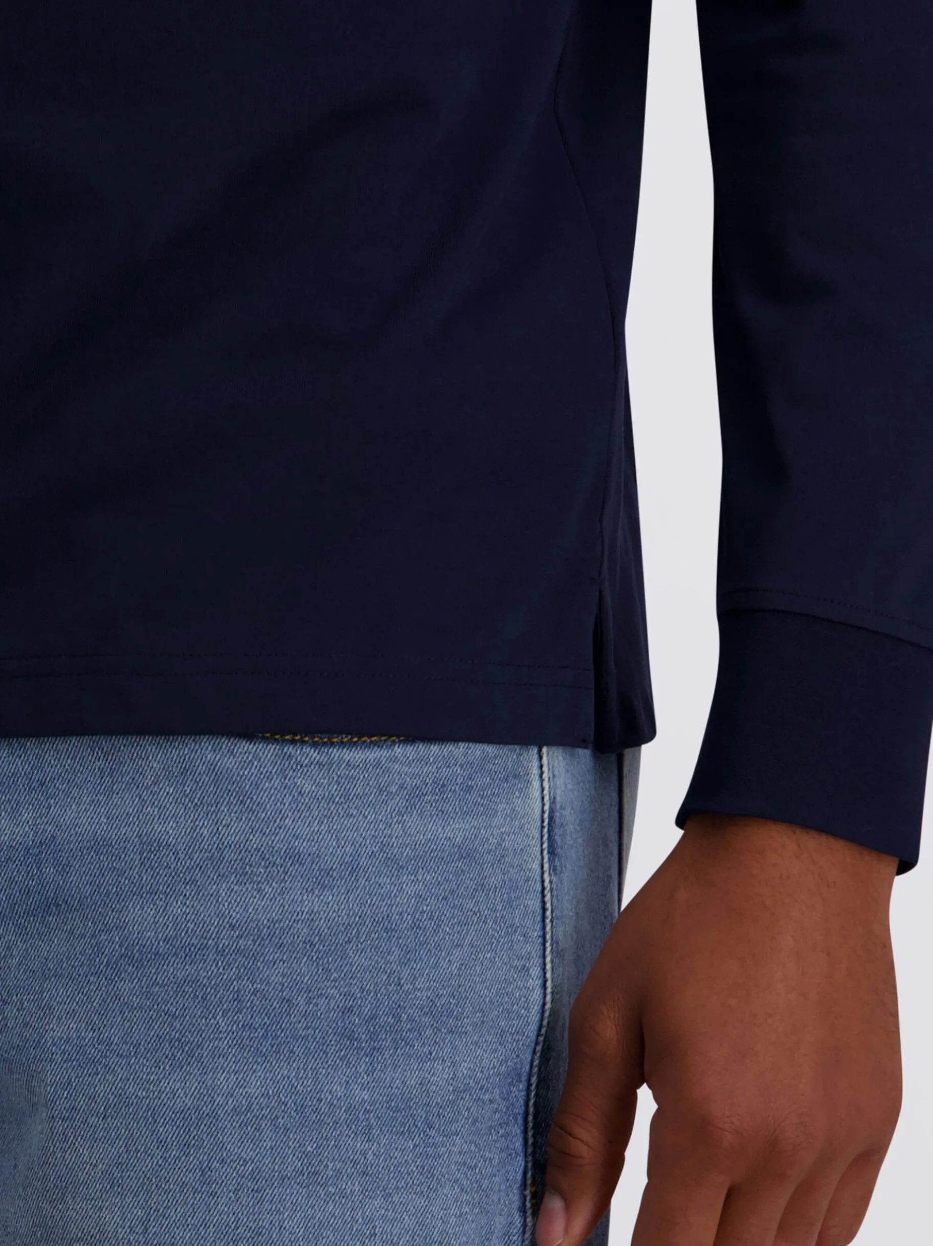 Pierre Cardin Herren Langarm-Poloshirts in blau