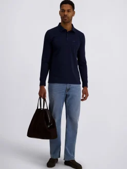 Pierre Cardin Herren Langarm-Poloshirts in blau
