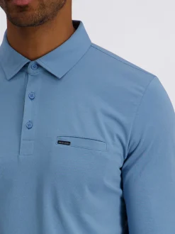 Pierre Cardin Herren Langarm-Poloshirts in blau