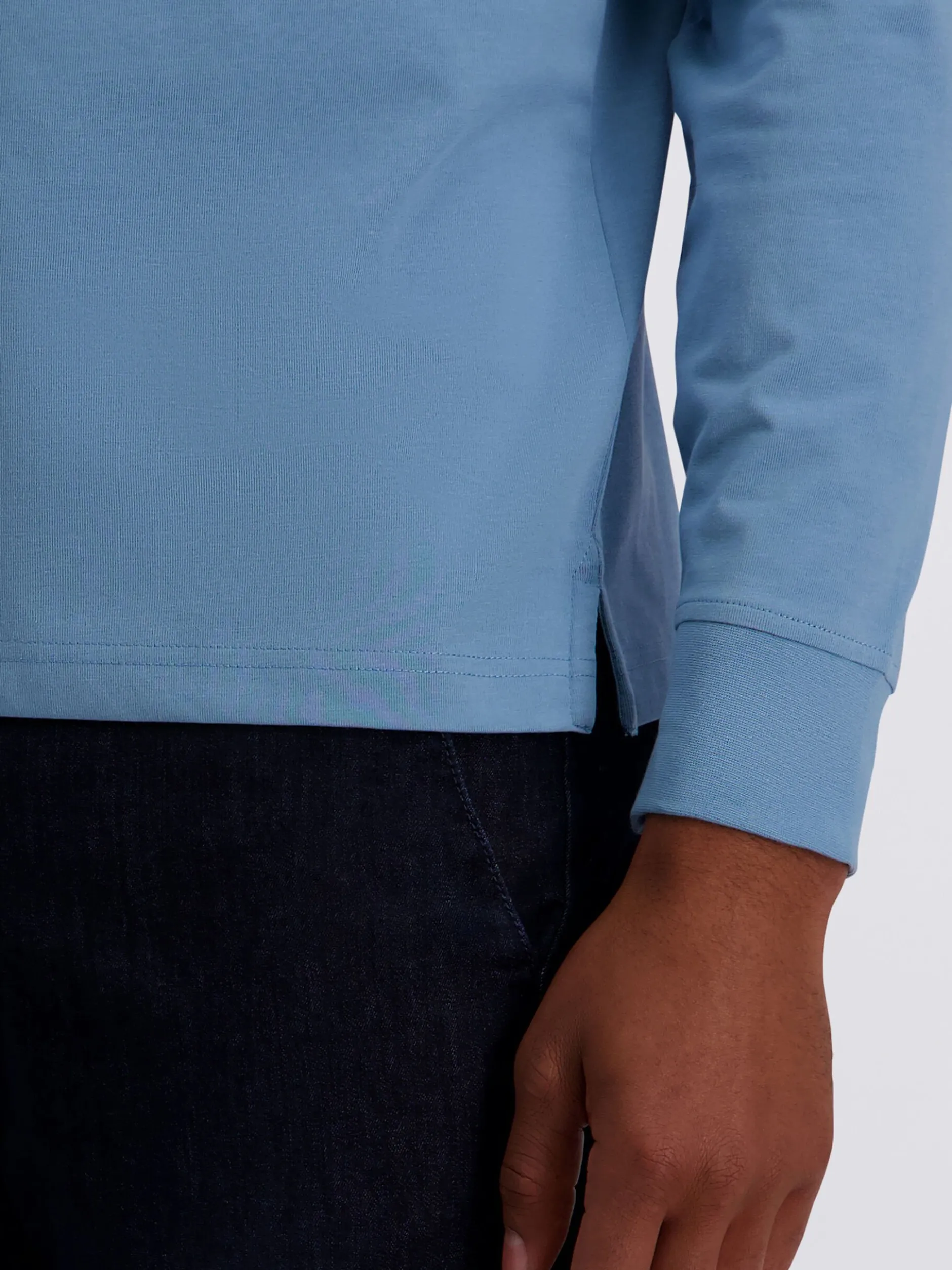 Pierre Cardin Herren Langarm-Poloshirts in blau
