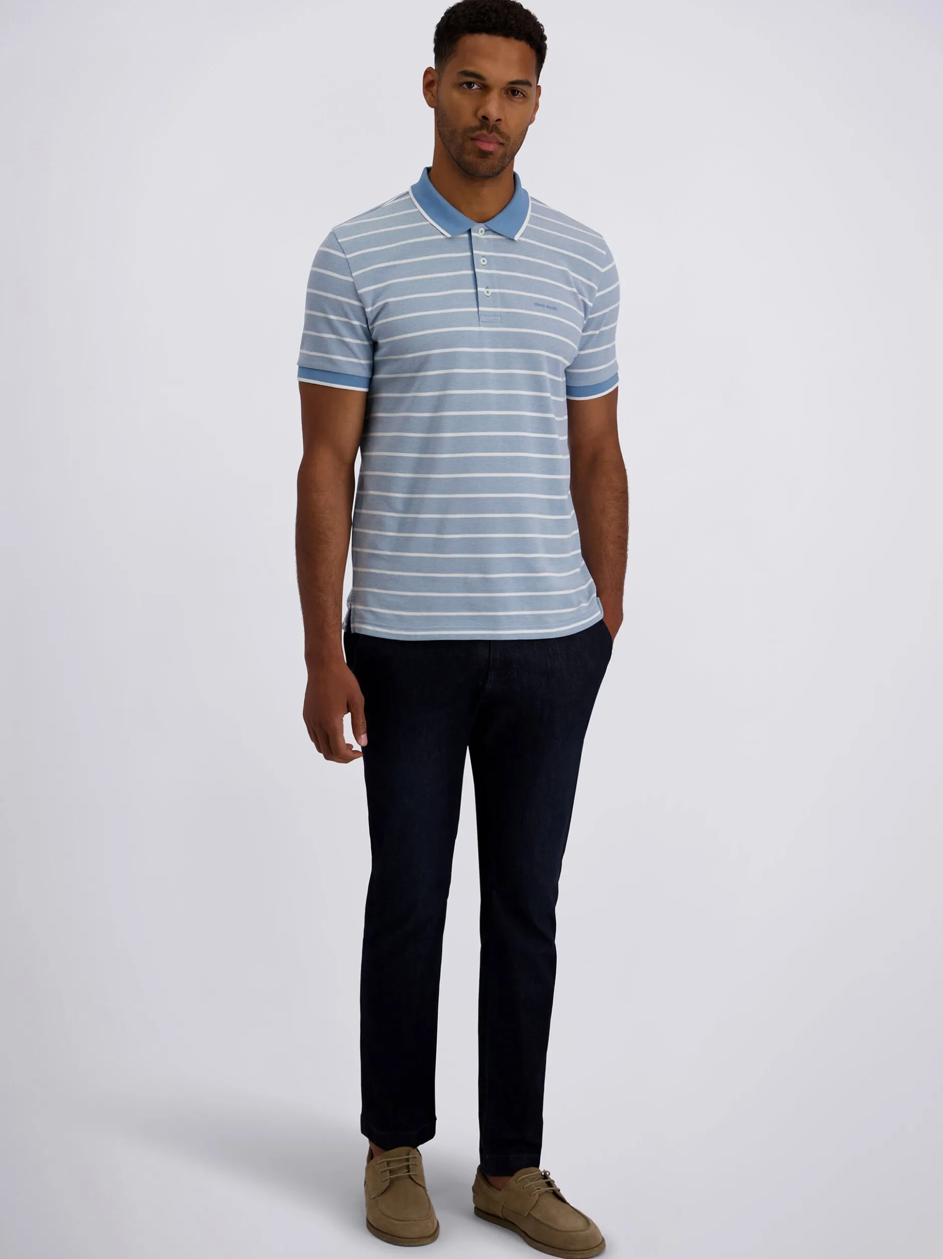 Pierre Cardin Herren Poloshirt in hellblau weiß