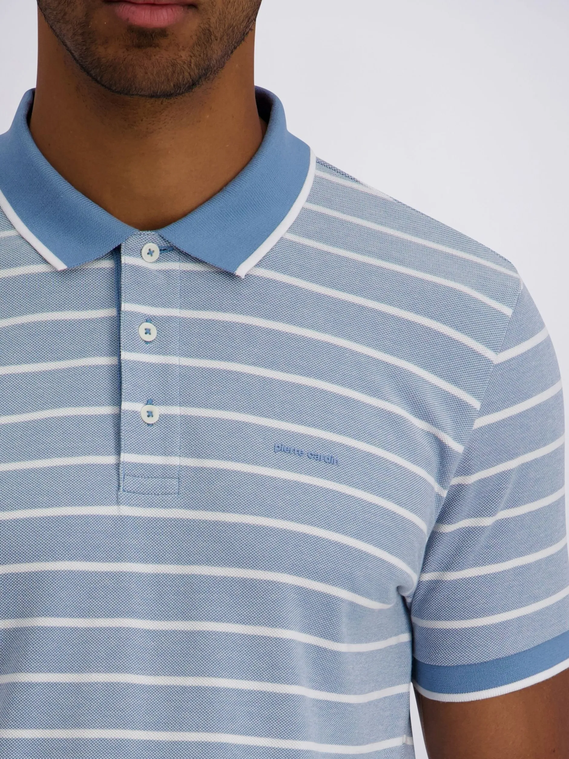 Pierre Cardin Herren Poloshirt in hellblau weiß