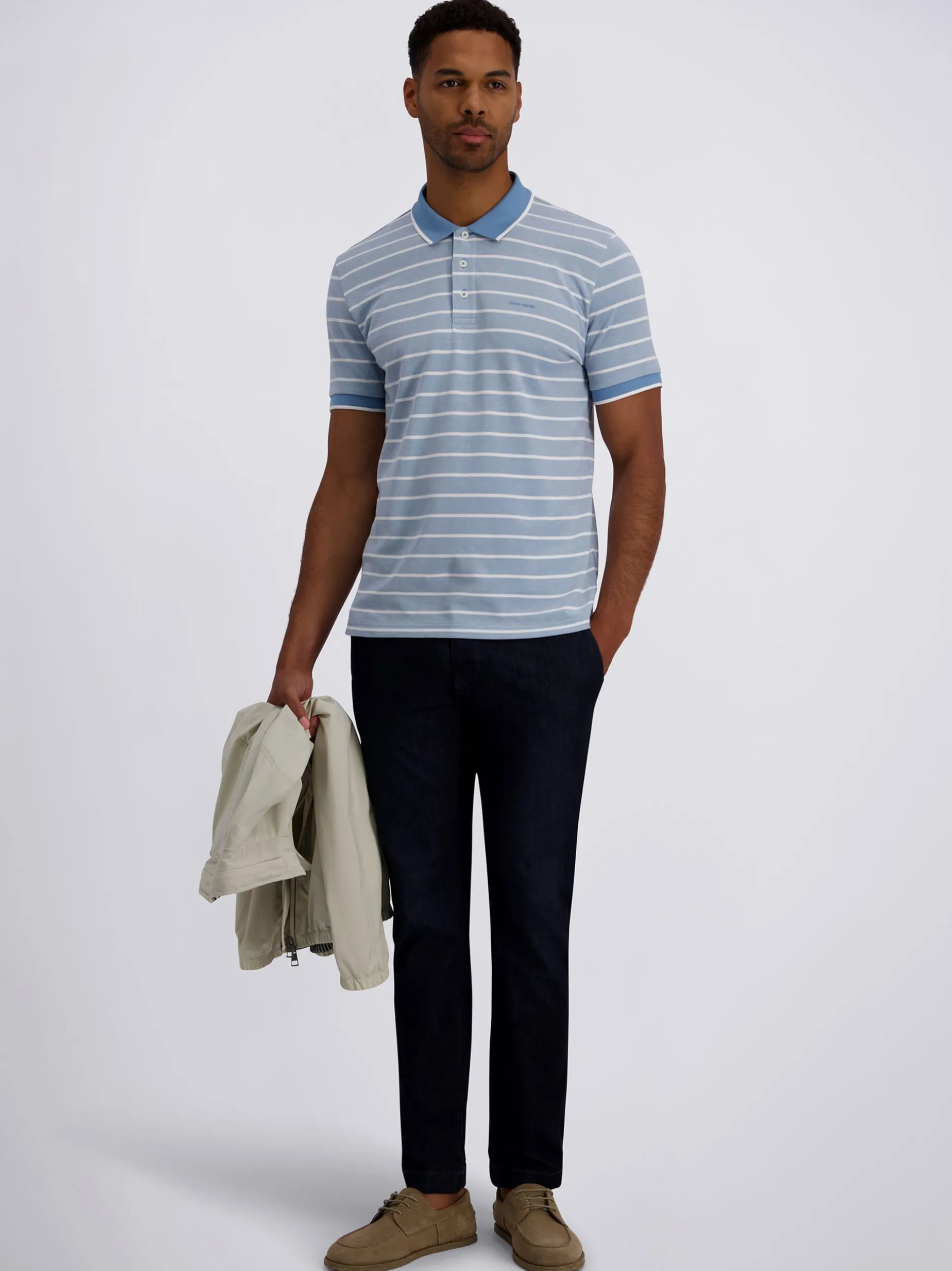Pierre Cardin Herren Poloshirt in hellblau weiß