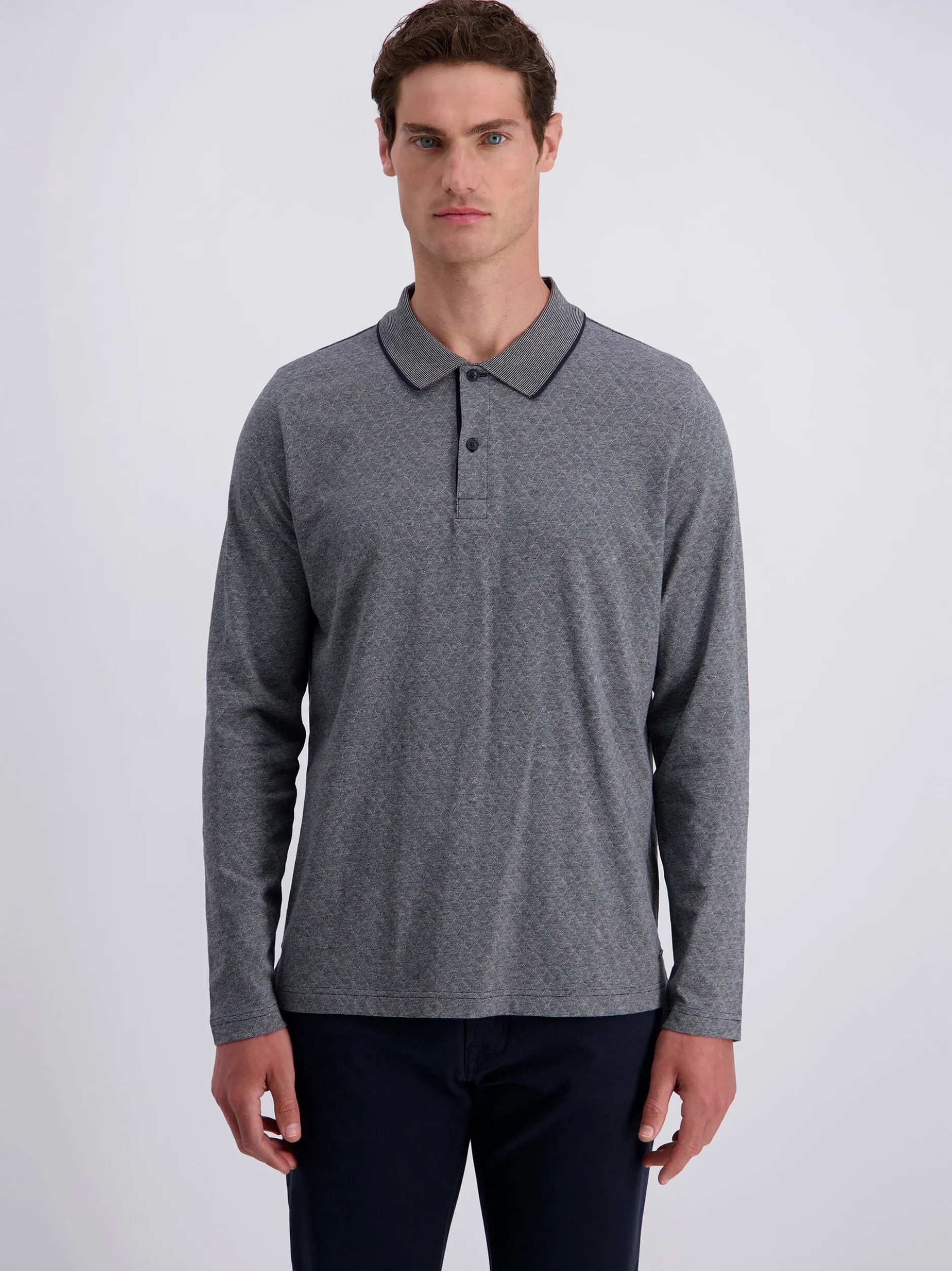 Pierre Cardin Herren Poloshirt in grau - Ärmel: langarm