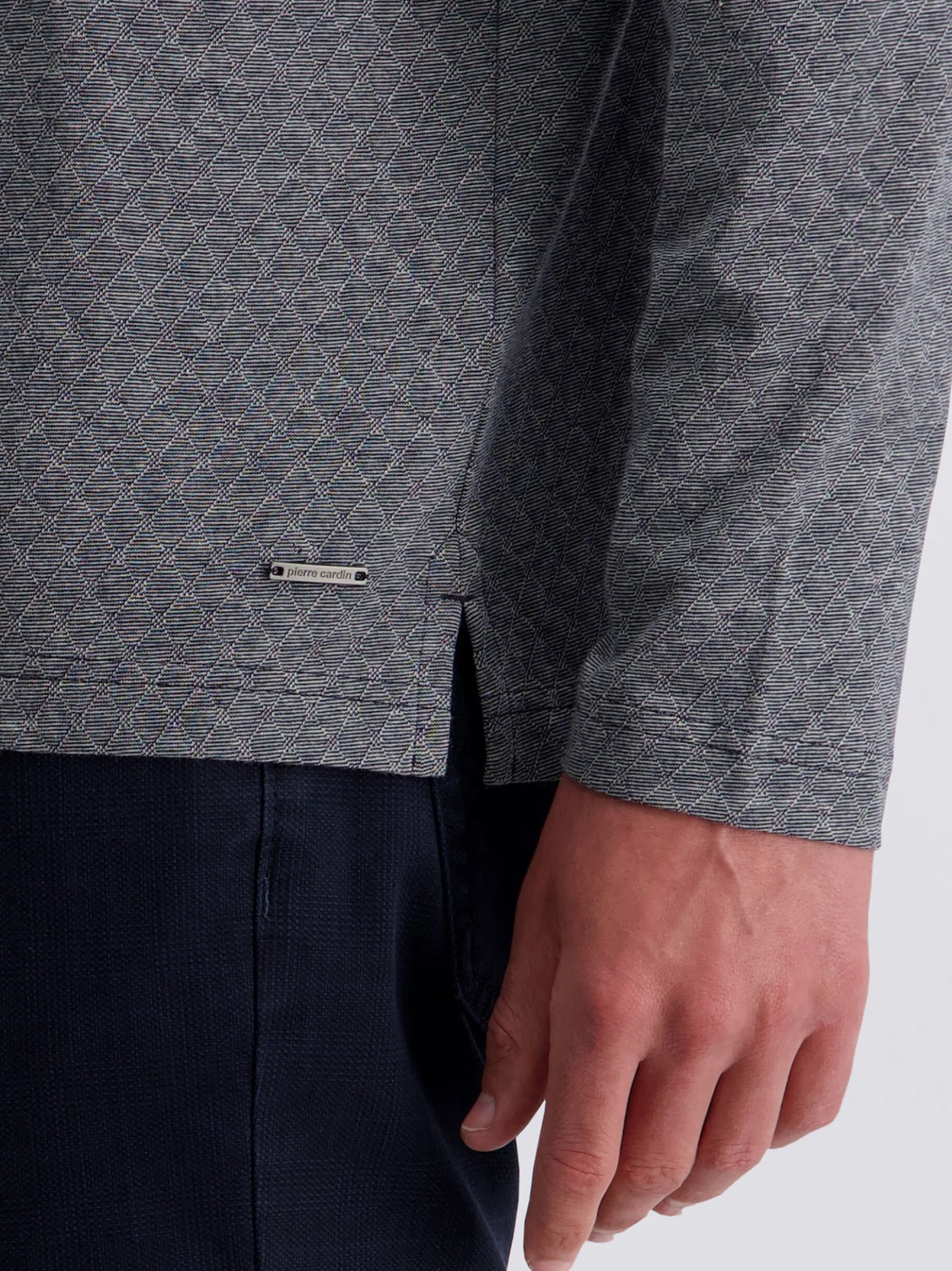 Pierre Cardin Herren Poloshirt in grau - Ärmel: langarm