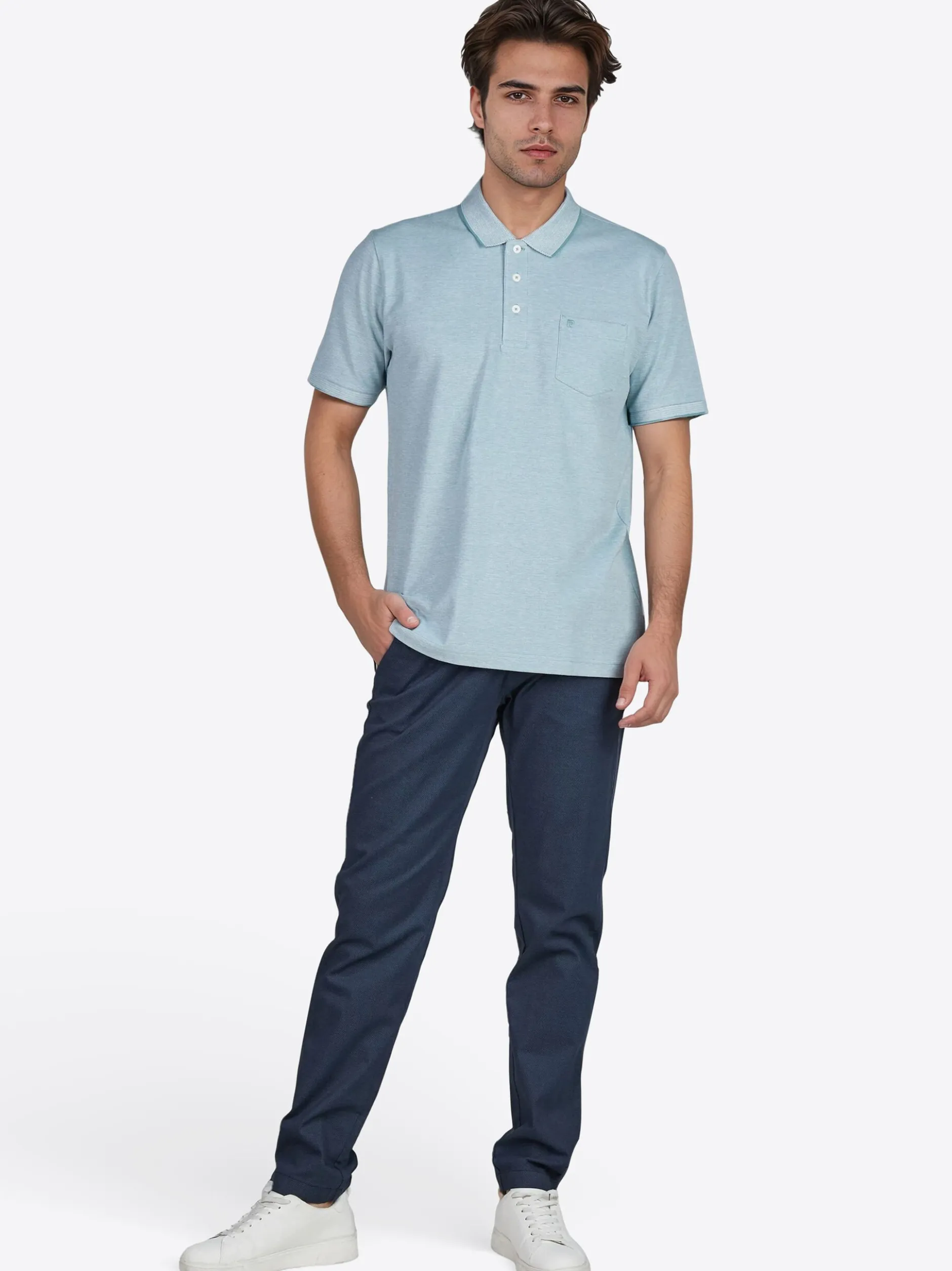 Pierre Cardin Herren Polo-Shirt in mint - Ärmel: kurzarm