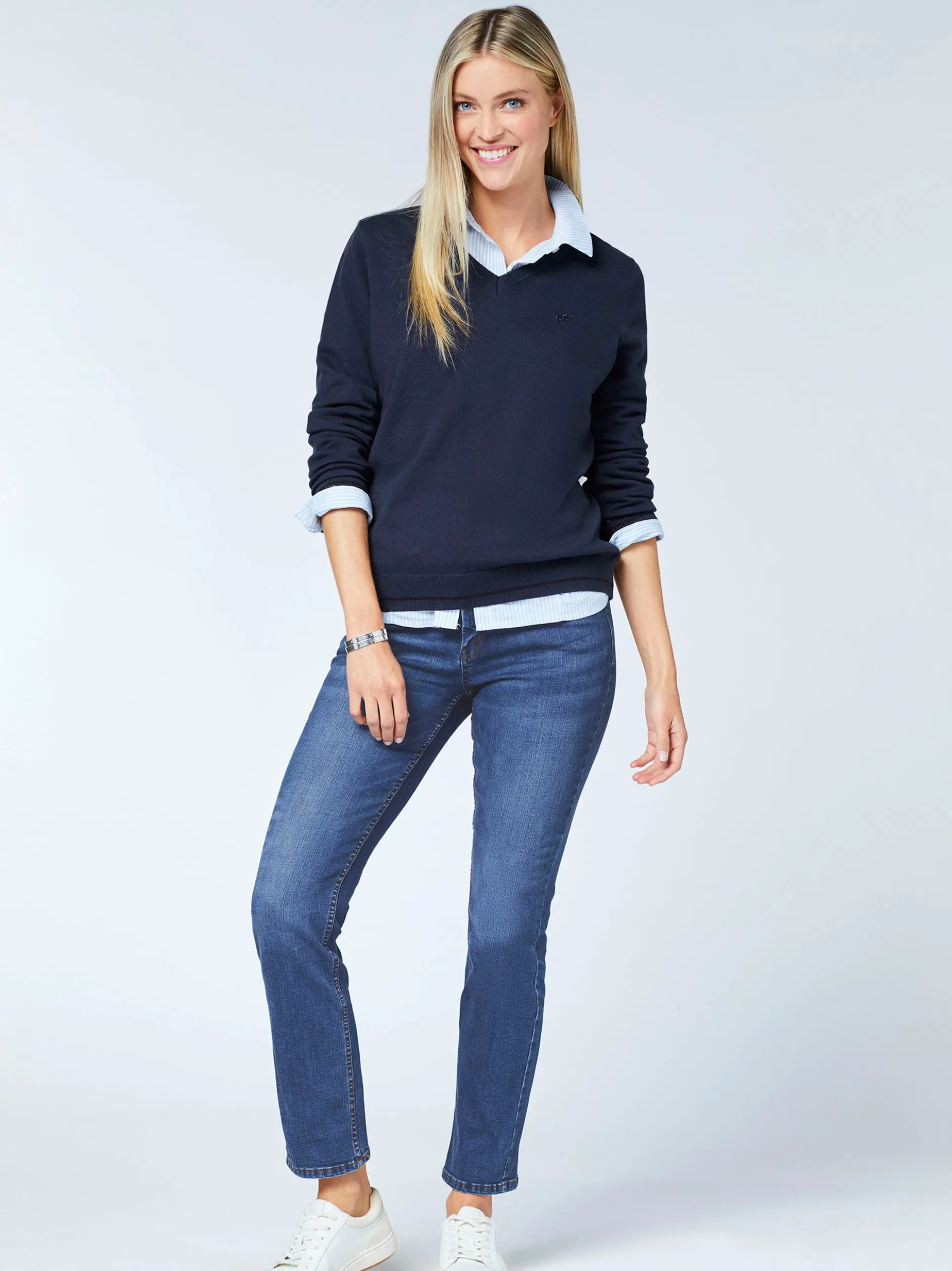 Polo Sylt Damen Jeans in medium stone blau - Länge: lang