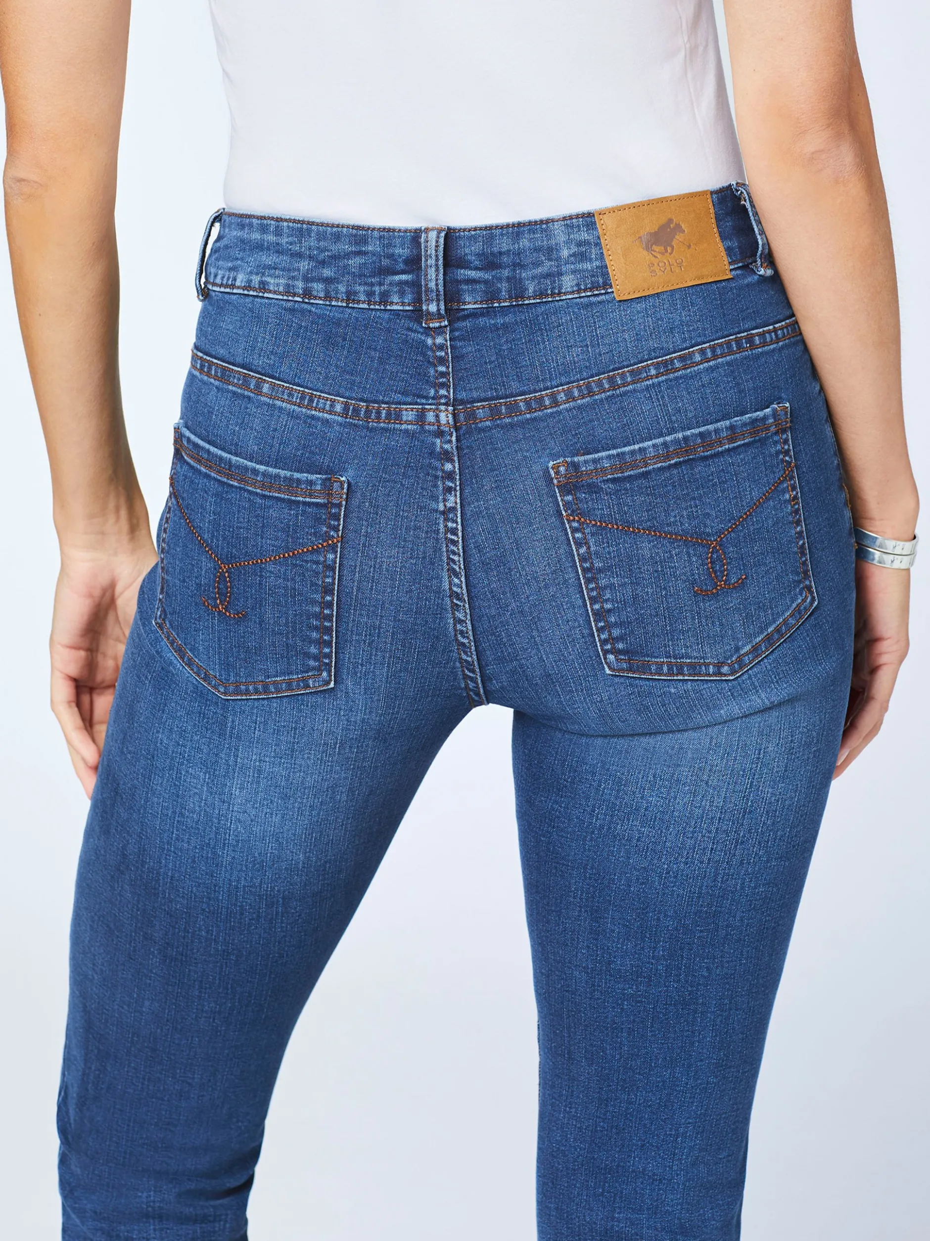 Polo Sylt Damen Jeans in medium stone blau - Länge: lang