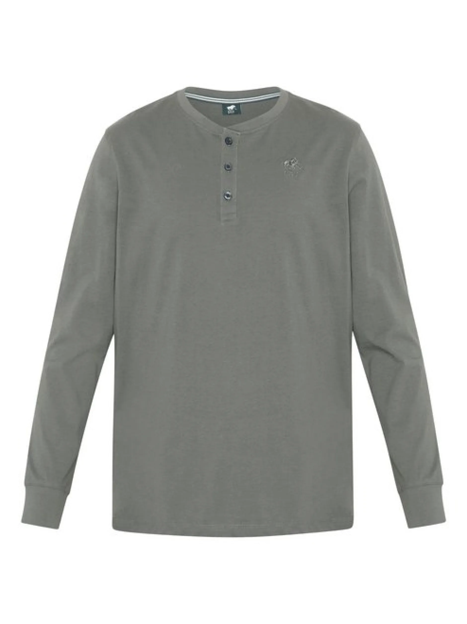 Polo Sylt Herren Longsleeve in grün - Ausschnitt: Henley