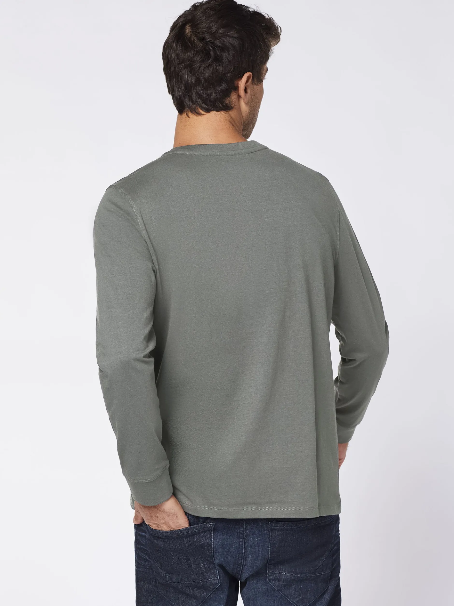 Polo Sylt Herren Longsleeve in grün - Ausschnitt: Henley