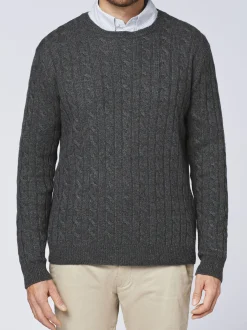 Polo Sylt Herren Strickpullover in grau - Ärmel: kurzarm