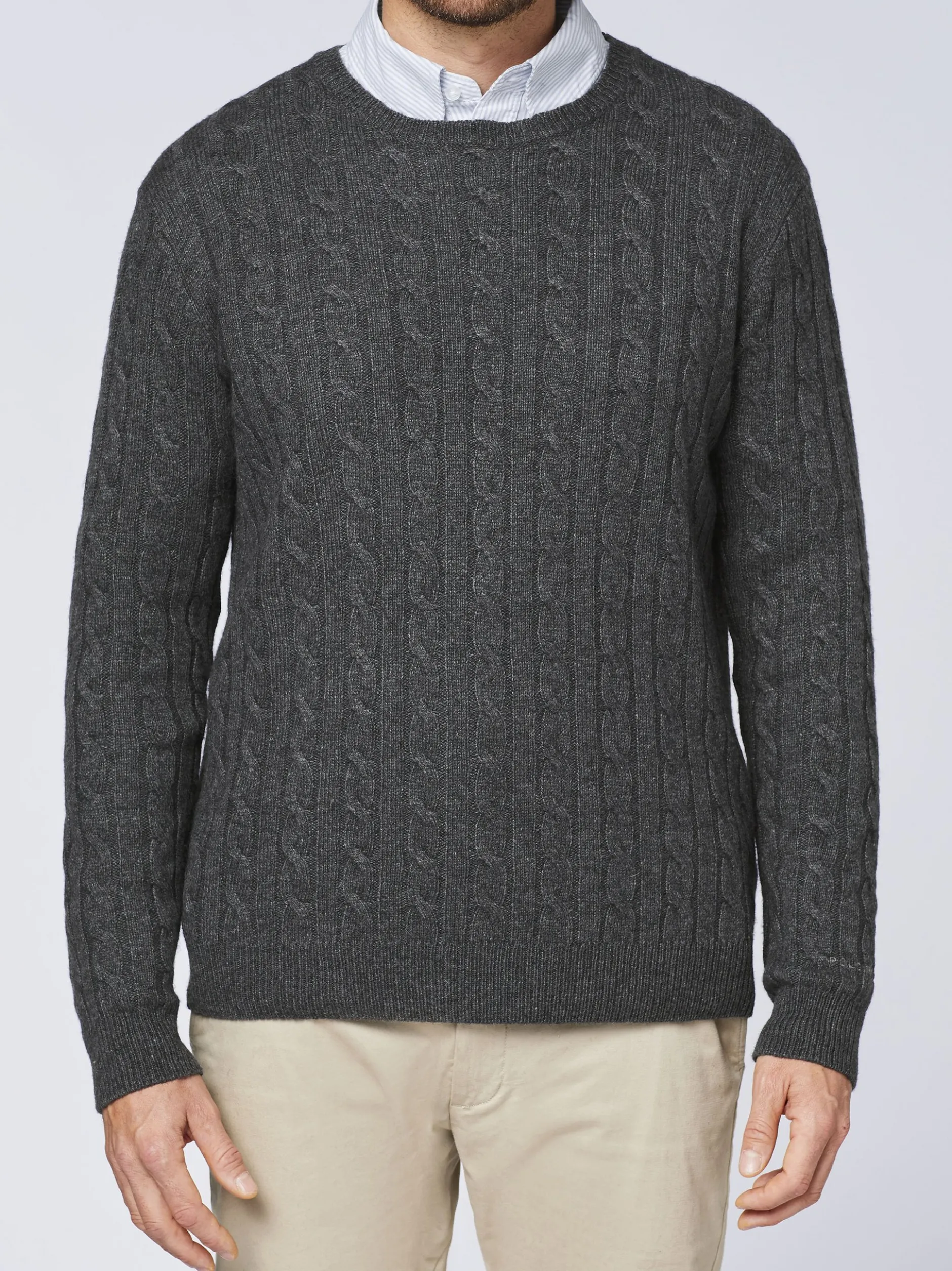 Polo Sylt Herren Strickpullover in grau - Ärmel: kurzarm