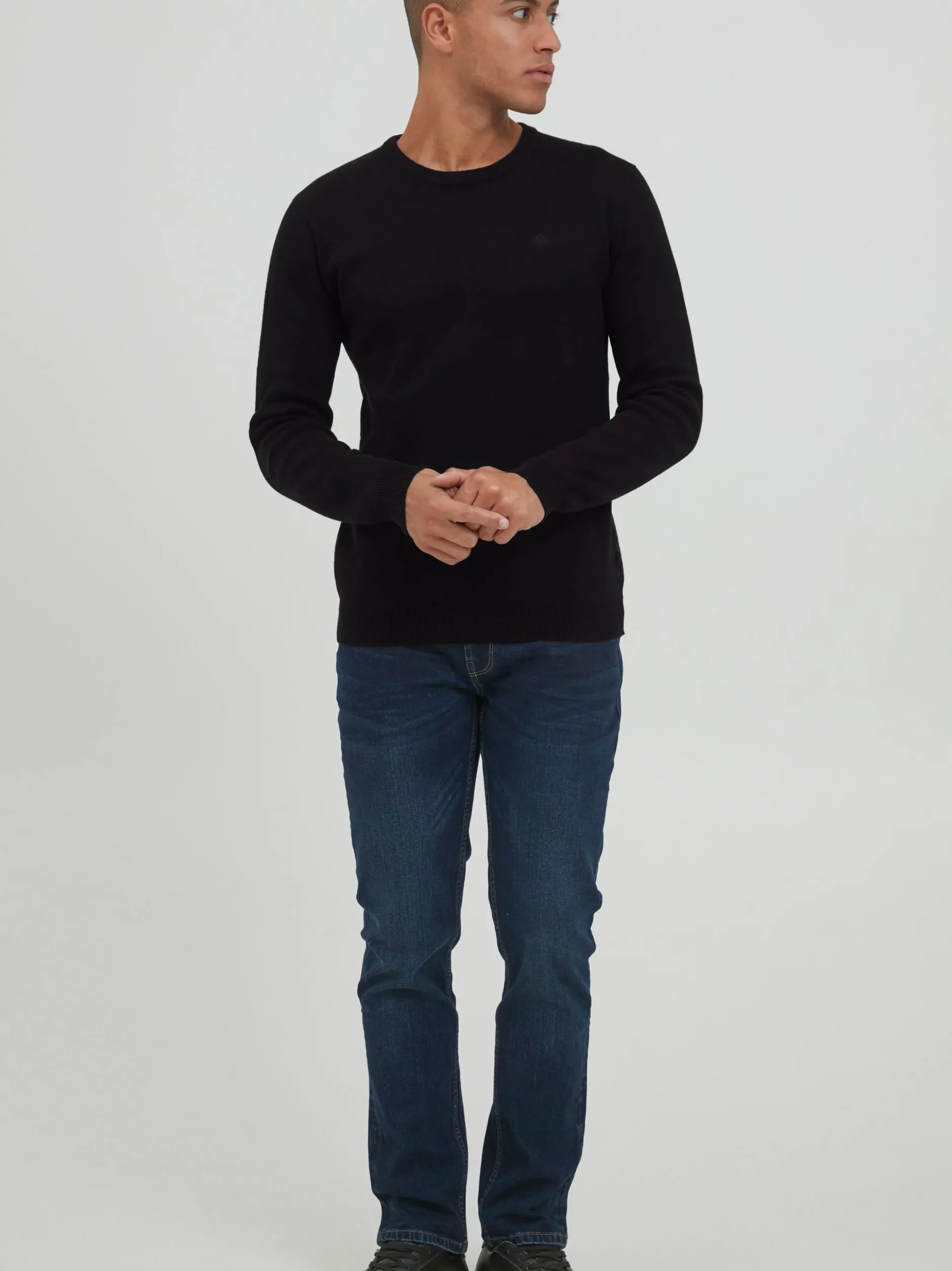 11 Project Herren Rundhalspullover - PRSandro in schwarz