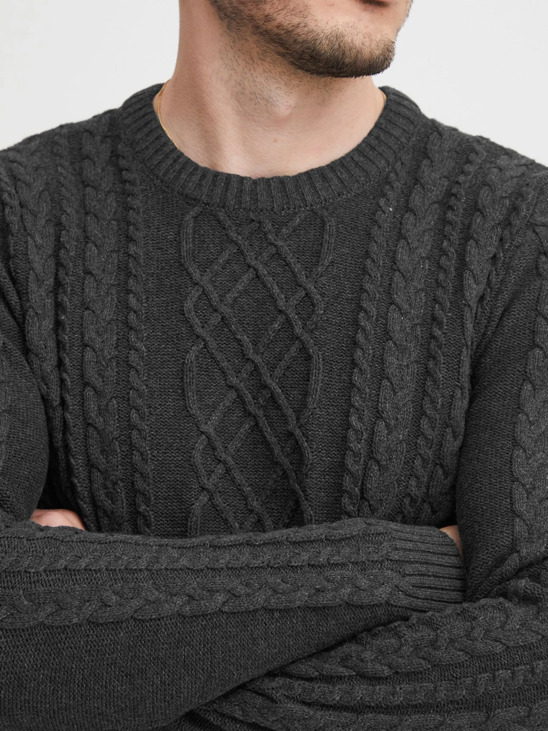 11 Project Herren Rundhalspullover - PRJamal in grau