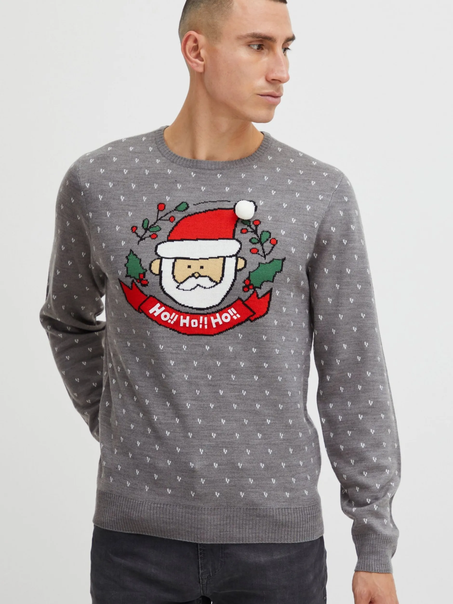 11 Project Herren Weihnachtspullover - PRJulius in grau