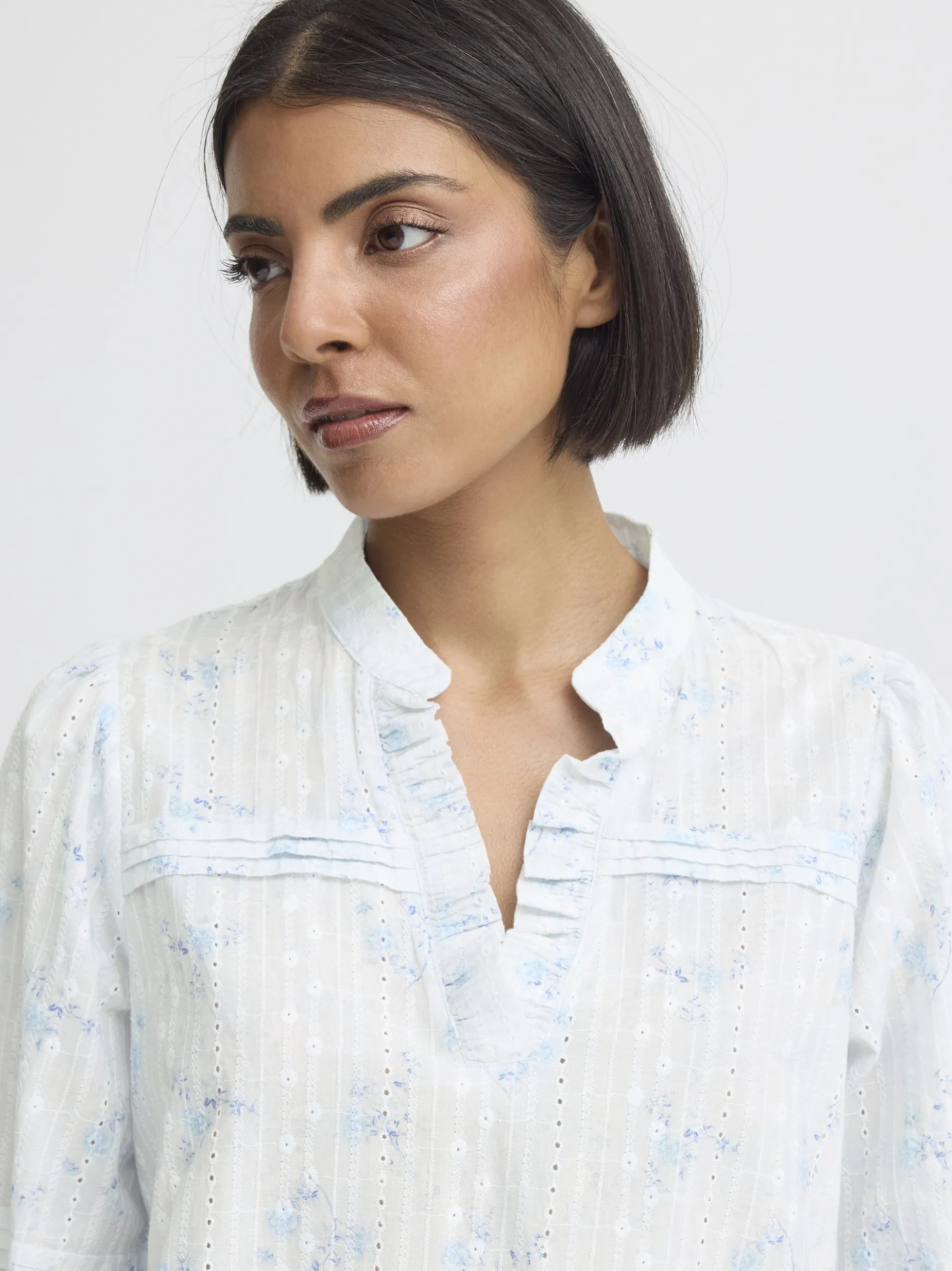 PULZ Jeans Damen Bluse PZBELLAROSE in hellblau