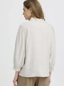 PULZ Jeans Damen Bluse PZLUCA in beige