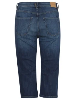 PULZ Jeans Damen Capri Jeans PZKATJA in dark stone denim