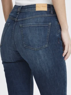 PULZ Jeans Damen Capri Jeans PZKATJA in dark stone denim