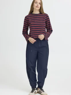 PULZ Jeans Damen Casual Hose PZGIA Hohe Taille in marine