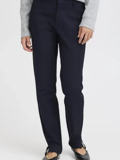 PULZ Jeans Damen Casual Hose PZBINDY Hohe Taille in marine