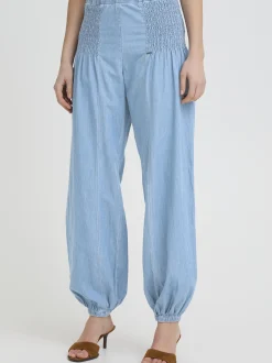 PULZ Jeans Damen Casual Hose PZJILL Elastische Taille in hellblau