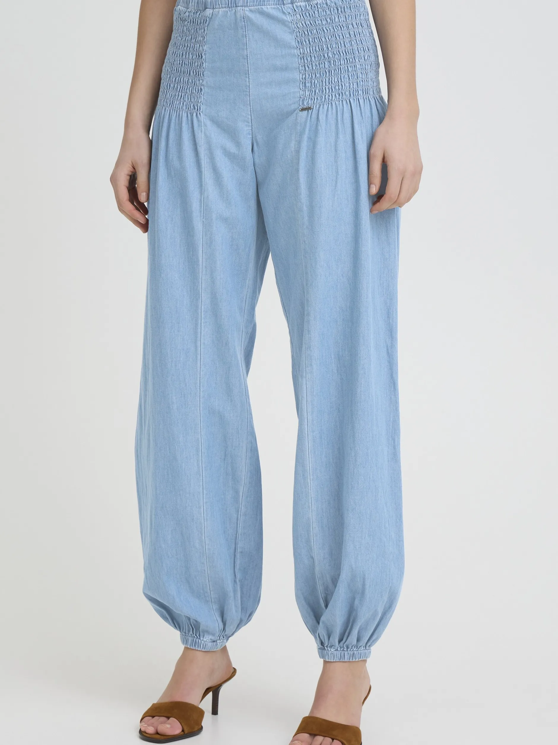 PULZ Jeans Damen Casual Hose PZJILL Elastische Taille in hellblau