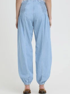 PULZ Jeans Damen Casual Hose PZJILL Elastische Taille in hellblau
