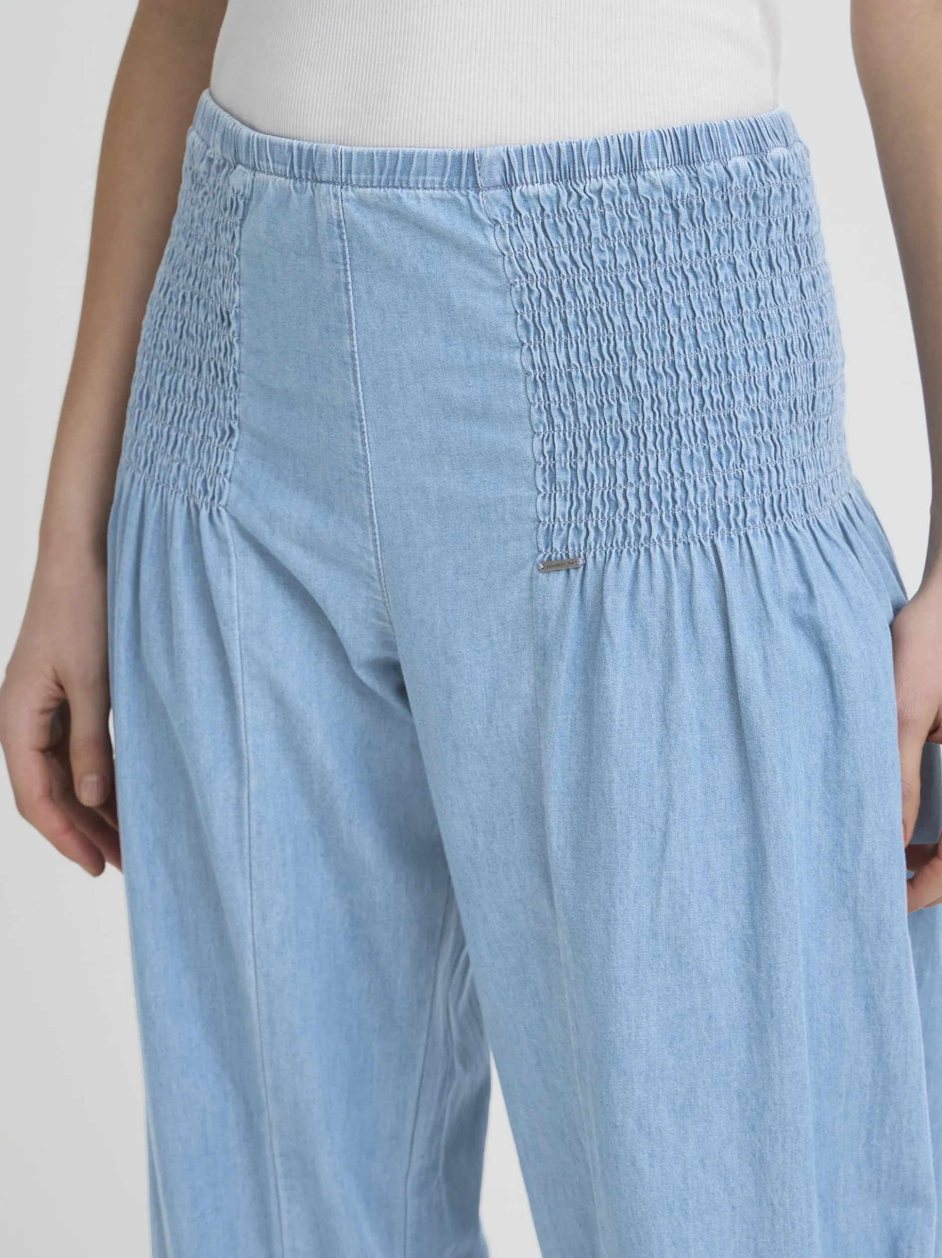 PULZ Jeans Damen Casual Hose PZJILL Elastische Taille in hellblau