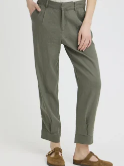 PULZ Jeans Damen Casual PZLUCA Hohe Taille in oliv