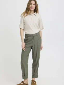 PULZ Jeans Damen Casual PZLUCA Hohe Taille in oliv