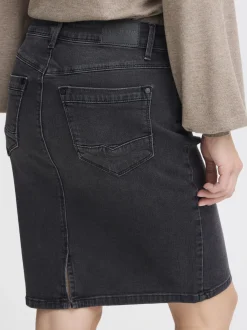 PULZ Jeans Damen Denimrock PZKAROLINA Hohe Taille in grau denim