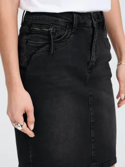 PULZ Jeans Damen Denimrock PZKAROLINA Hohe Taille in grau denim