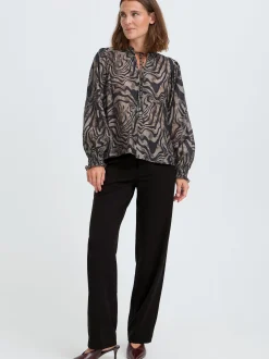 PULZ Jeans Damen Freizeithose PZLEONORA in schwarz