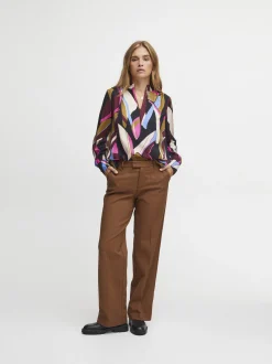 PULZ Jeans Damen Hose PZBINDY in cognac