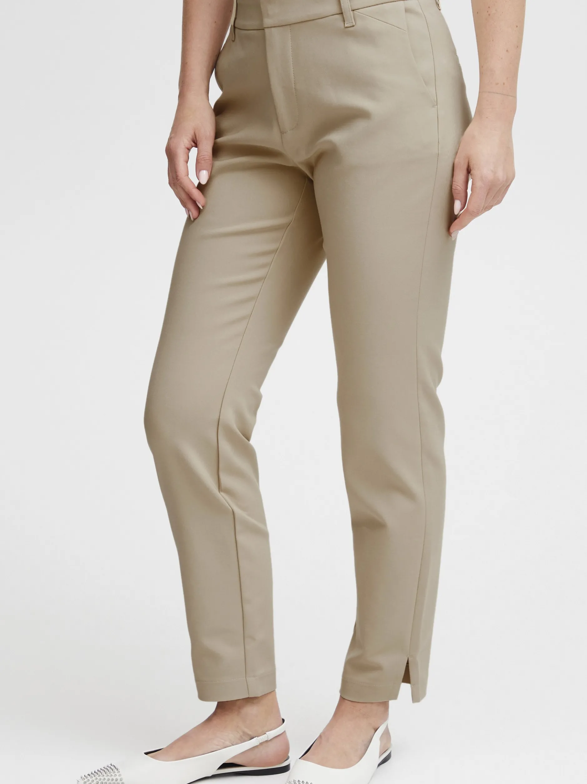 PULZ Jeans Damen Hose PZBINDY in beige